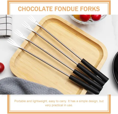 Miniatura 5 de 6 tenedores para fondue de acero inoxidable con asas de polipropileno para queso, chocolate y frutas, tenedores de cocina para cocinar y entretener