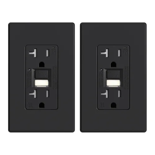 Miniatura 8 de ELEGRP Toma GFCI con luz nocturna, toma eléctrica GFI de autoprueba de 15 amperios, diseño más delgado, receptáculo GFCI resistente a manipulación