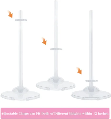 Miniatura 6 de 10 soportes para muñecas, soportes de soporte transparentes para muñecas, soporte de figura de acción con clip de cintura ajustable, mini base