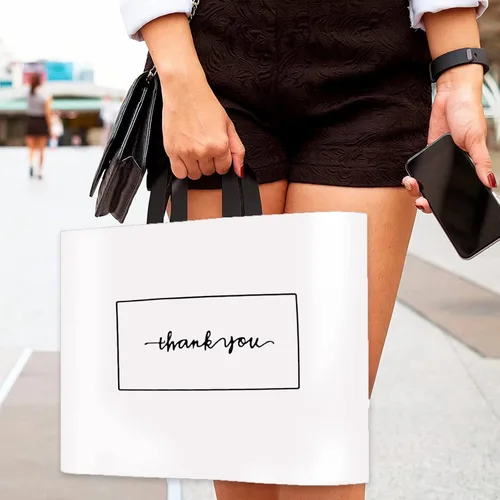 Miniatura 3 de Bolsas de mercancía SOSFKIM 50 unidades 17x16 pulgadas blancas Bolsas de agradecimiento para pequeñas empresas - Bolsas de plástico extra gruesas