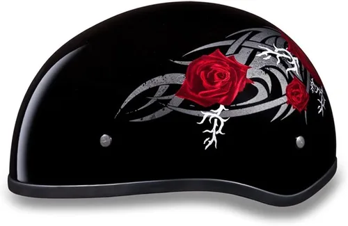 Miniatura 41 de Daytona Helmets - Medio casco de motocicleta con diseño de calavera y huesos cruzados – Aprobado DOT [Gráficos]