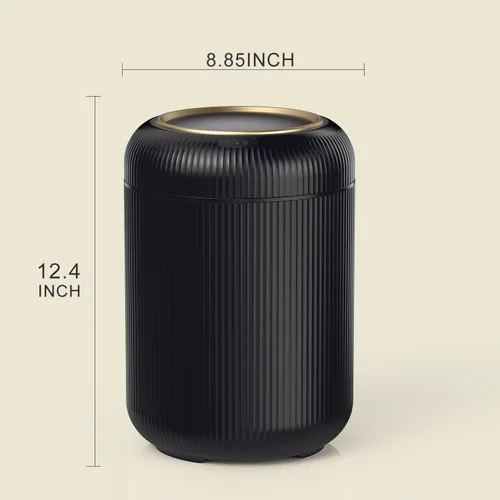Miniatura 6 de Cubo de basura de baño con sensor de movimiento con tapa, cubo de basura automático de 3 galones/11 litros, cubo de basura negro inteligente, cubo