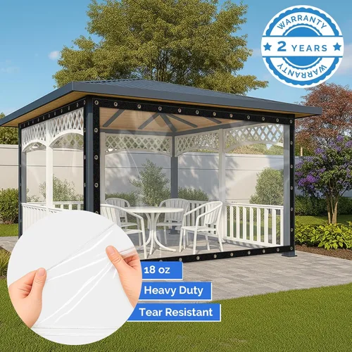 Miniatura 4 de Covers & all Lona Transparente Resistente Impermeable, Lona Transparente de 20 mil con Ojales, Lona para Exteriores para Cubiertas de Patio