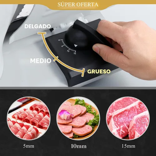 Miniatura 3 de SUPER DEAL Cortador Eléctrico Premium de Carne para Alimentos - Hoja de Acero Inoxidable de 7.5 Pulgadas para Cocina Hogar, Deli, Carne, Alimentos