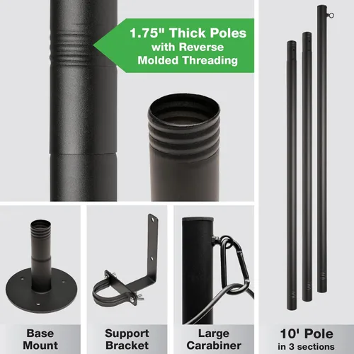 Miniatura 5 de EXCELLO GLOBAL PRODUCTS Postes de luz de cadena de alta calidad, paquete de 2, se extiende hasta 10 pies, montaje en cubierta (madera/hormigón)