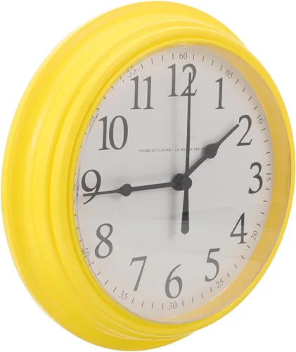 Miniatura 5 de ULTECHNOVO Reloj de pared redondo silencioso sin tictac de 9.84 pulgadas, color amarillo, diseño moderno para cocina, dormitorio, sala de estar