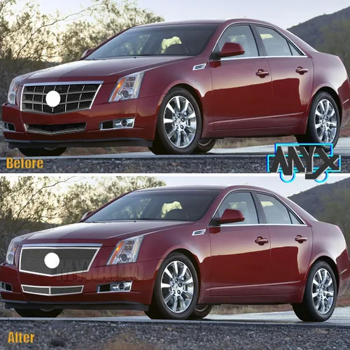 Miniatura 6 de Parrilla delantera compatible con Cadillac CTS 2008-2013 y 11-14 CTS Coupe, inserto de rejilla de malla de acero inoxidable cromado