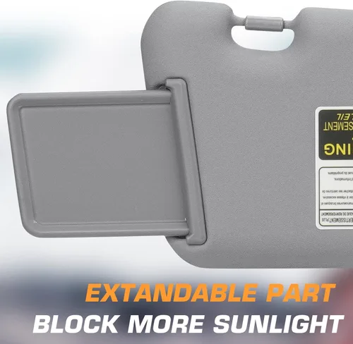 Miniatura 6 de TadaMark Visera solar derecha del lado del pasajero para Toyota Highlander 2008 2009 2010 2011 2012 2013 gris con luz de repuesto # 74320-0E050-B0