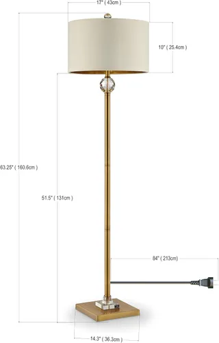 Miniatura 3 de OK Lighting AZOK5161F Lámpara de pie Perspicio de 63.25 pulgadas de alto, latón