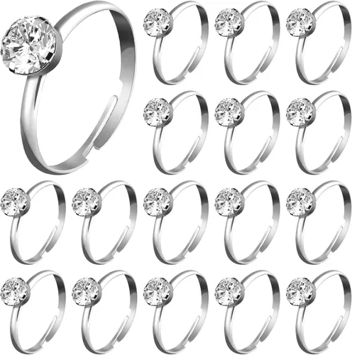 Whaline 36 Paquetes Anillos de Compromiso de Diamante Anillos de Despedida de Soltera para Decoraciones de Mesa de Boda, Suministros de Fiesta,