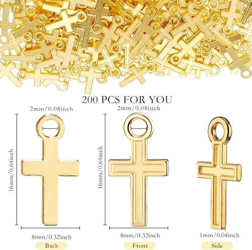 Miniatura 3 de Kenning 200 piezas 16 x 8 mm Mini colgante de cruz de aleación, cuentas de cruz mini para joyería, hallazgos de manualidades, manualidades hechas a