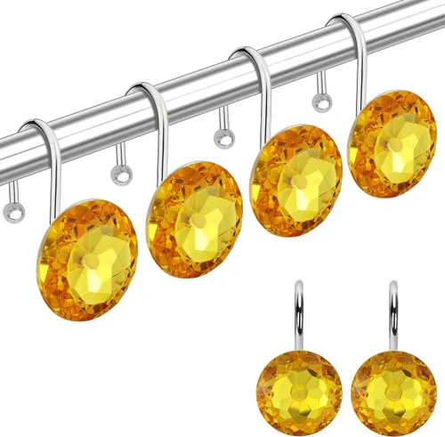 Miniatura 19 de 12 piezas de ganchos para cortina de ducha para baño, ganchos para cortinas de ducha de acero inoxidable resistentes al óxido con strass decorativos