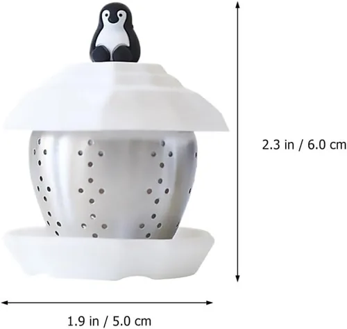 Miniatura 2 de Luxshiny Filtro de té de pingüino reutilizable de acero inoxidable para hojas sueltas más empinadas de 2.36 x 1.96 x 1.96 pulgadas, infusor