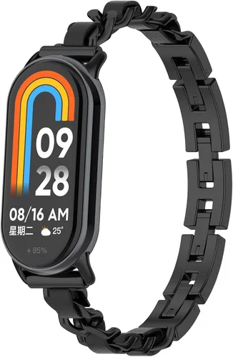 Bandas compatibles con correas Xiaomi Mi Band 8, correa ajustable de acero inoxidable, accesorios de pulsera para mujer, repuesto para Mi Band 8