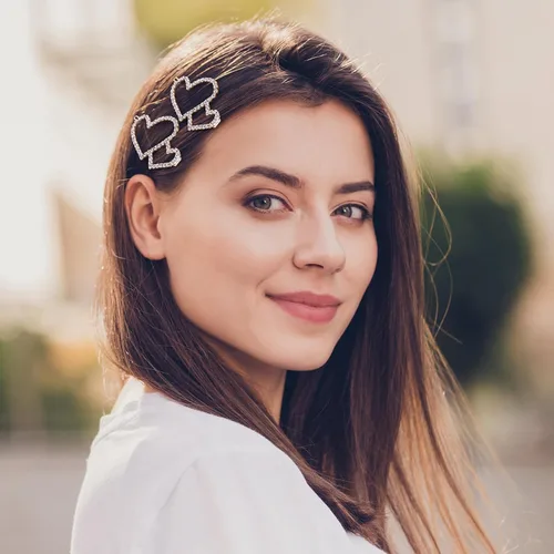 Miniatura 5 de HINZIC 5 pinzas para el cabello con forma de corazón hueco, estilo bohemio, con cristales brillantes, para San Valentín, accesorios para tocado