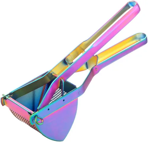 Miniatura 9 de Acero inoxidable Patata Ricer Exprimidor de Frutas Grande Exprimidor Triángulo Masher Hand Ricer Masher Herramienta de Cocina Rojo