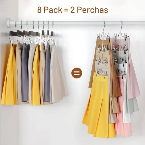 Miniatura 3 de TOPIA HANGER Perchas de falda de 4 niveles para mujer, ahorran espacio con clips ajustables, ahorran un 80% más de espacio, colgador de clip