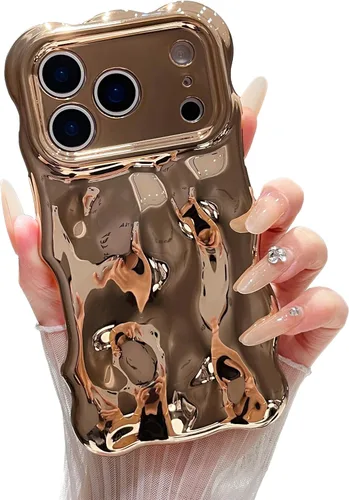 Miniatura 55 de XIZYO Funda para iPhone 13 de 6.1 pulgadas, bonito patrón de ondas, estético, 3D, rizado, ondulado, chapado en purpurina, para mujeres y niñas, Azul