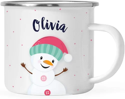 Miniatura 14 de Andaz Press Taza de café de acero inoxidable con nombre personalizado de 11 onzas para niños, diseño de búho azul festivo, 1 paquete, taza