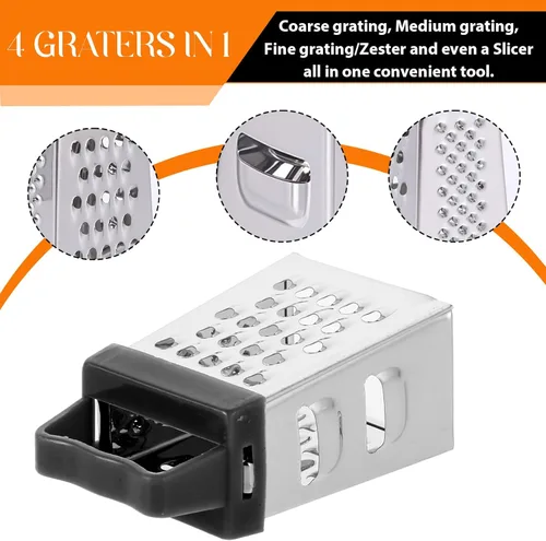 Miniatura 3 de ElevateTech Mini rallador de queso, 3 unidades, rallador de caja de acero inoxidable con asa, ralladores profesionales para rebanar quesos de Blanco
