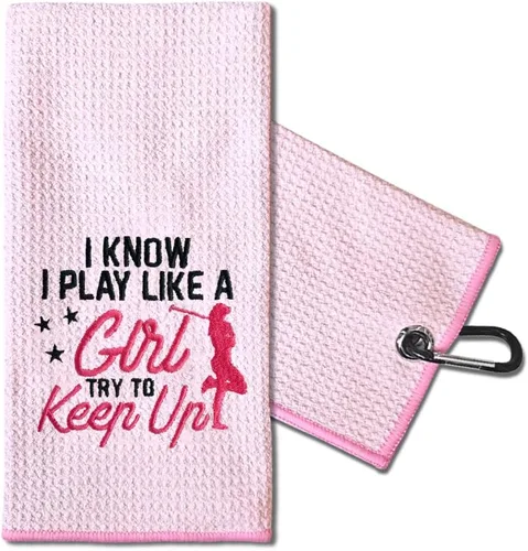 Miniatura 13 de TOUNER Just A Girl Who Loves Golf Toalla bordada para bolsas de golf con clip, divertidos regalos de golfista rosa para tía, novia, hermana, rosa081