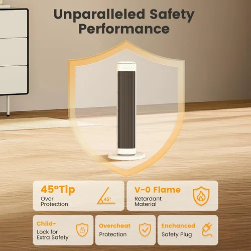 Miniatura 6 de Calentadores de espacio de 25 pulgadas para uso en interiores, habitaciones grandes, calentadores eléctricos para uso en interiores con termostato