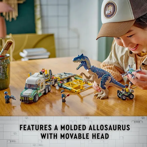 Miniatura 3 de LEGO Jurassic World Dinosaur Missions: Allosaurus - Camión de transporte de juguete, divertida idea de regalo para niños con minifiguras Kenji