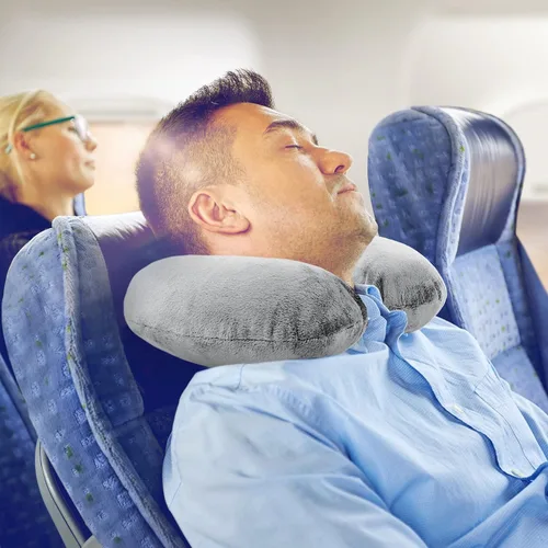 Miniatura 9 de Almohada de viaje para el cuello lavable, cómoda espuma viscoelástica, accesorios de viaje en avión, esenciales para el cuello plano, almohada