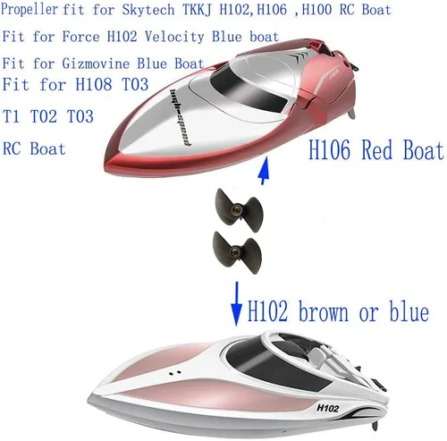 Miniatura 3 de Blomiky Paquete de 2 accesorios de hélice H102 y contratuercas de 0.094 in adecuadas para H120 TKKJ H100 H102 H106 H108 RC Boat / H102 Props