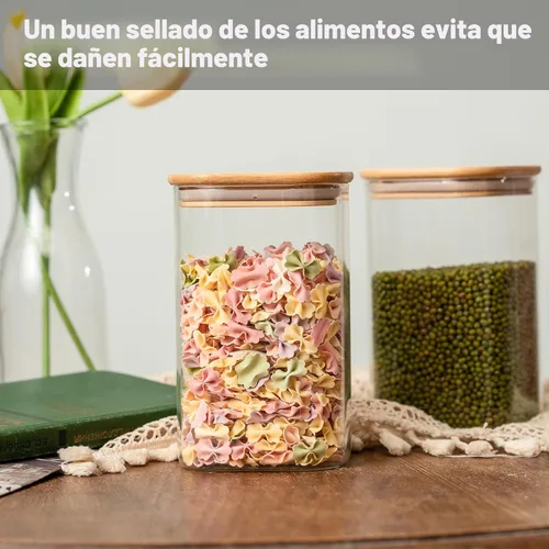 Miniatura 7 de Tarros de vidrio para almacenamiento de alimentos de 37 onzas, juego de 6, recipientes de almacenamiento de vidrio transparente para alimentos