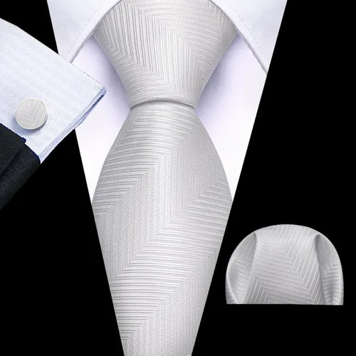 Miniatura 136 de Barry.Wang Juego de corbatas para hombre, corbata de seda a rayas, tejido a cuadros, gemelos formales, negocios, boda