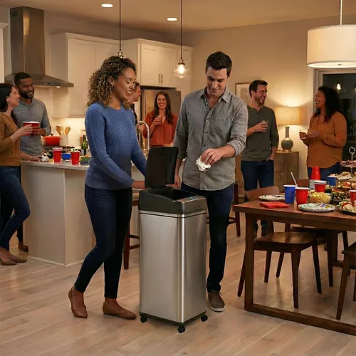 Miniatura 2 de iTouchless - Cubo de basura para cocina de 13 galones, con sensor, con ruedas