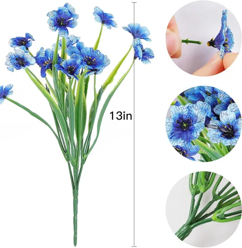 Miniatura 43 de AmyHomie 16 paquetes de flores artificiales de eucalipto negro para exteriores, resistentes a los rayos UV, flores sintéticas que no se decoloran