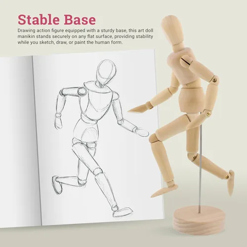 Miniatura 5 de US Art Supply® - Maniquí articulado de madera de 8 pulgadas para mujer, maniquí articulado con base y cuerpo flexible, perfecto para dibujar