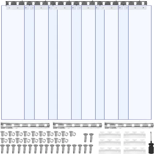 VEVOR Cortina de Tiras de PVC Transparente, 84 pulgadas de Altura x 36 pulgadas de Ancho x 0.08 pulgadas de Grosor, 6 PIEZAS Tiras de Cortina para