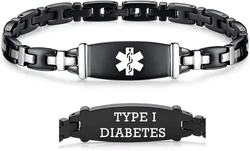 Miniatura 80 de LinnaLove Lady Medical Alert - Pulseras médicas de acero inoxidable para mujer, 7.5 pulgadas