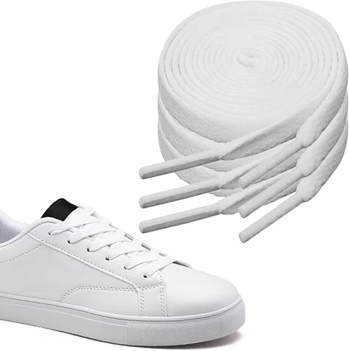 Miniatura 5 de 3 pares de cordones planos para zapatos deportivos, cordones planos de 516 pulgadas de ancho y 47 pulgadas de largo, cordones blancos de repuesto