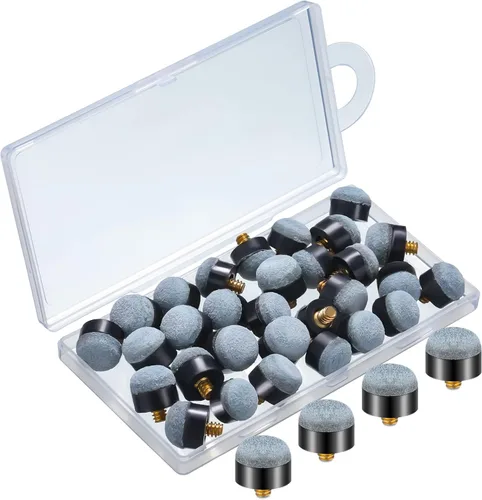 Miniatura 8 de Deekin 30 puntas de palo de billar de 0.472 in/0.512 in, puntas de rosca o casquillos de nailon de repuesto, accesorios para palos de billar Marrón
