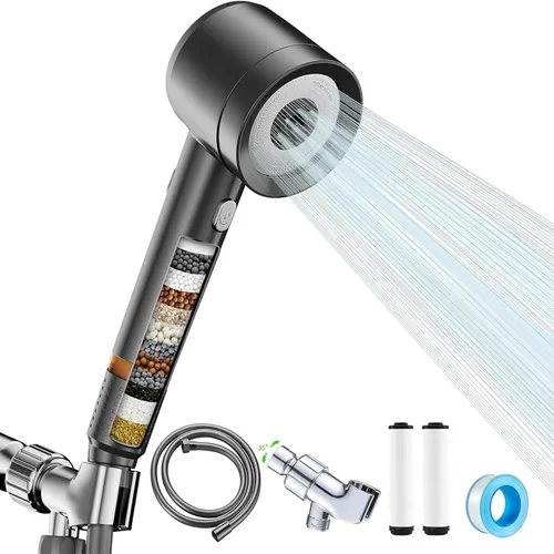 Miniatura 8 de Cabezal de ducha de alta presión con mango, cabezal de ducha con filtro con interruptor de pausa, cabezal de ducha con filtro de ahorro de agua