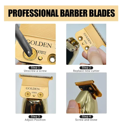 Miniatura 6 de 2 cuchillas de repuesto doradas FX707Z DLC para recortadora BaByliss PRO Barberology, cuchilla de repuesto DLC 2.0 para recortadora de cabello