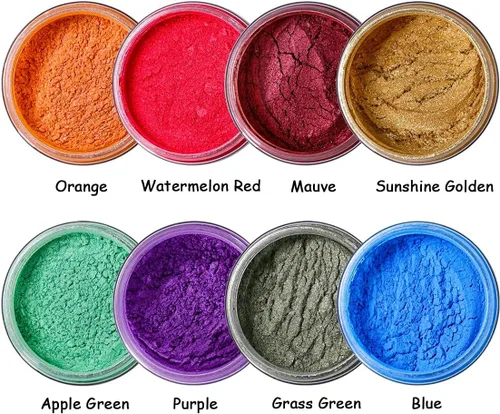 Miniatura 2 de Polvo de mica – Juego de tintes de resina epoxi natural de 4.23 oz – Pigmento de color nacarado para hacer jabón, slime, esmalte de uñas, bomba