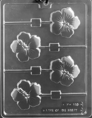 Grandmama's Goodies F128 Hibiscus Flower Lollipop Sucker Chocolate Candy Mold con instrucciones de moldeo exclusivas