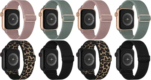 Miniatura 14 de Paquete de 4 correas elásticas Solo Loop compatibles con Apple Watch de 1.496 pulgadas, 1.575 pulgadas, 1.614 pulgadas, 1.654 pulgadas, 1.732
