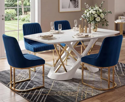 Miniatura 9 de EALSON Sillas tapizadas de terciopelo para comedor, juego de 2 sillas modernas de acento para el comedor con base dorada de metal, sillas cómodas