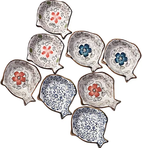 Miniatura 9 de Juego de 4 cuencos japoneses de cerámica en forma de flor, platos pequeños de 4 pulgadas para salsa de soja, condimentos, sushi, aperitivos