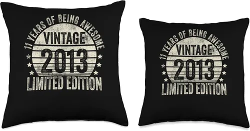 Miniatura 3 de Retro 11th Birthday Gifts Girls Boys Throw Pillow