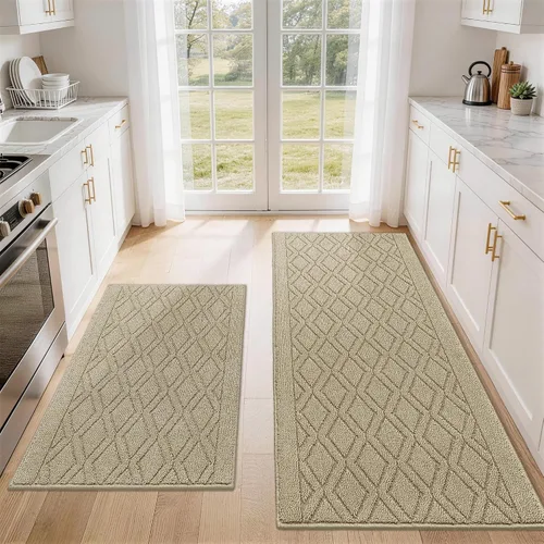 Miniatura 37 de COSY HOMEER Tapete de cocina antideslizantes, absorbentes para el piso, alfombra de cocina lavable, tapete de pie para fregadero, alfombra de Beige