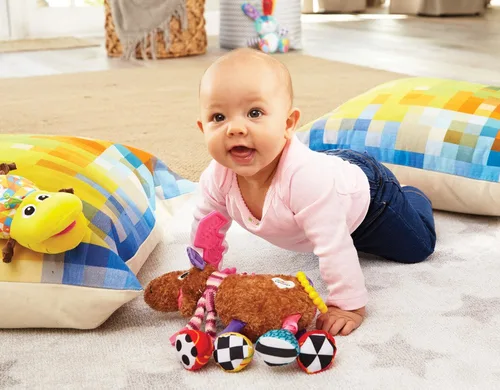 Miniatura 4 de Juguetes de Lamaze para sujetar en el asiento del coche y el cochecito - Muffin el Muérdago - Juguetes sensoriales arrugados para bebés