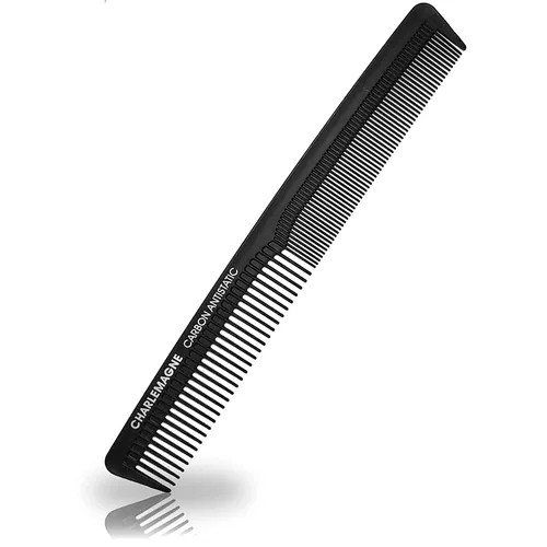 Charlemagne Peine de cabello de carbono irrompible para hombres de 18 cm - Peine fino antiestático para cortar y peinar, para hombres y mujeres -