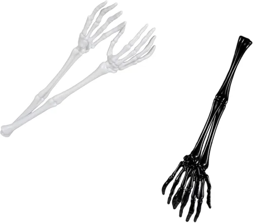CLRA - Pinzas de mano de esqueleto, 2 unidades, color blanco y negro, pinzas para ensalada y Halloween en casa, fiesta, cocina, con regalo Aolani